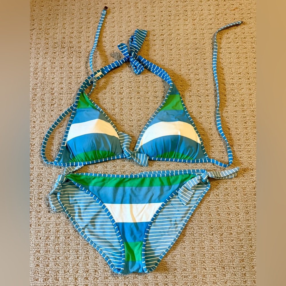 Tommy Bahama Reversible Striped Triangle Bikini, bottom Sz M, top Sz L